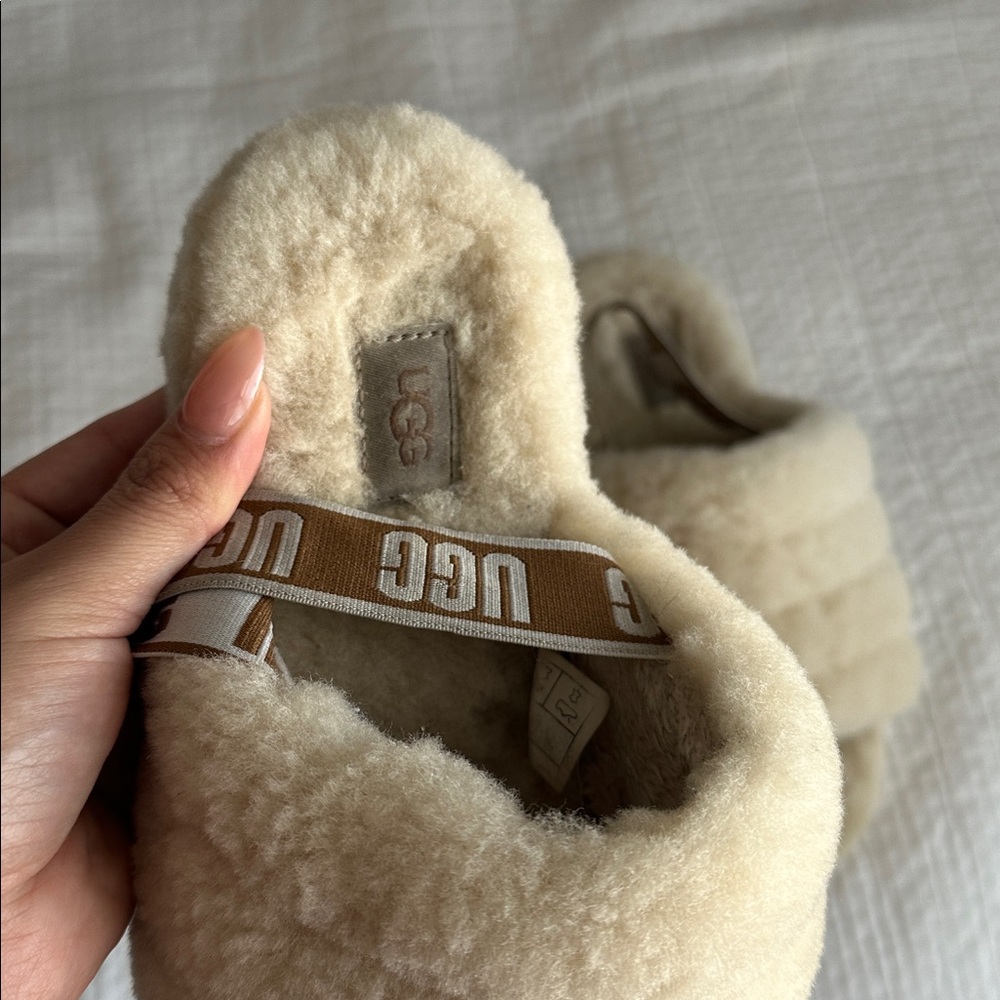 UGG Cream Fluffy Slide Sandals - Picture 4 of 5